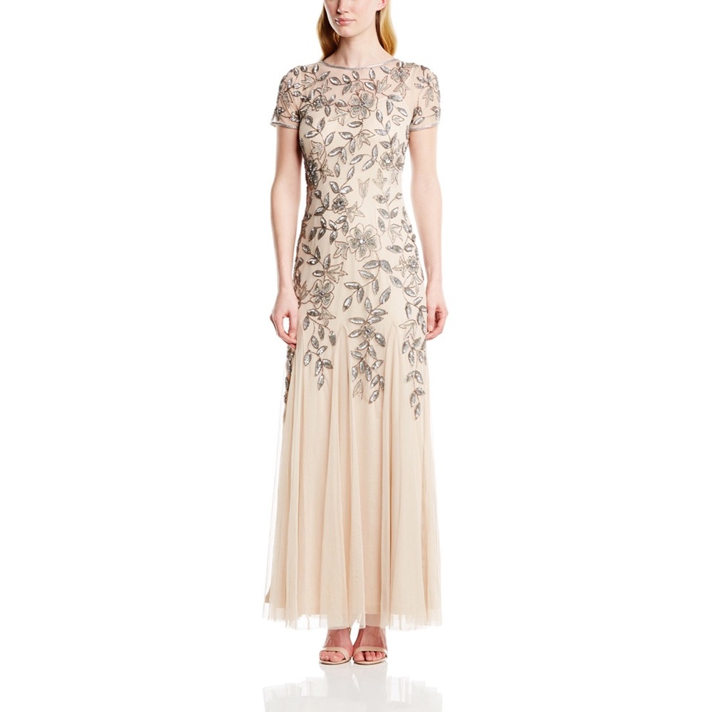 Adrianna papell beaded floral gown